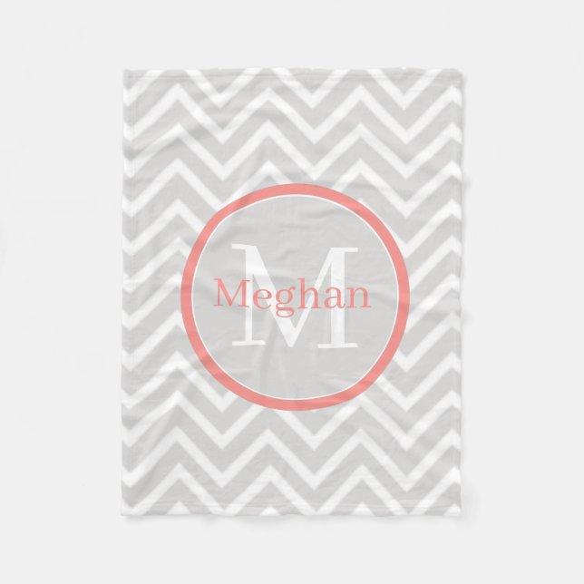 Coral Chevron Monogram Fleecefilt (Framsidan)