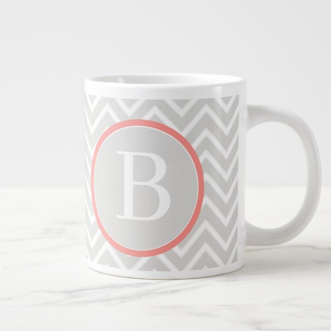 Coral Chevron Monogram Jumbo Mugg (Höger)