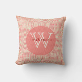 Coral Chevron Monogrammed Pillow Kudde
