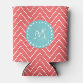 Coral Chevron Mönster | Mint Grönt Monogram