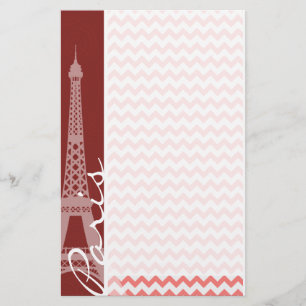 Coral Chevron Mönster, Paris Brevpapper