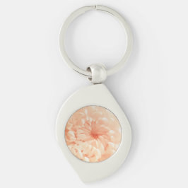 Coral Chrysanthemum Swirl Silverfärgad Nyckelring