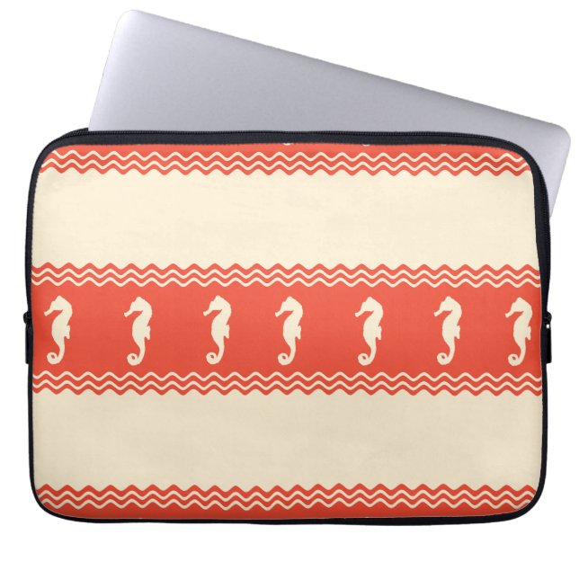 Coral Coastal Seahorse Rand Laptop Fodral (Framsidan)