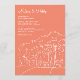 Coral Cop Cot Central Park Bröllop Inbjudningar