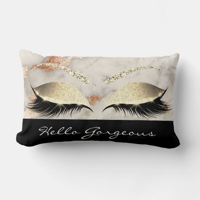 Coral Copper Marble Makeup Lash Black Gorgous Lumbarkudde (Framsida)