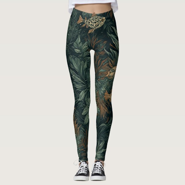 Coral Cosmos Drift - Leggings (Framsida)