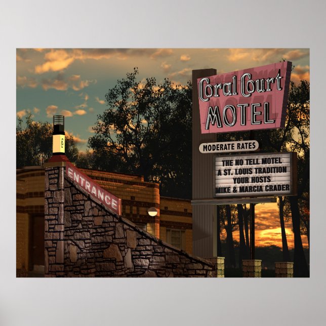Coral Court Motel på Route 66 Poster (Framsidan)