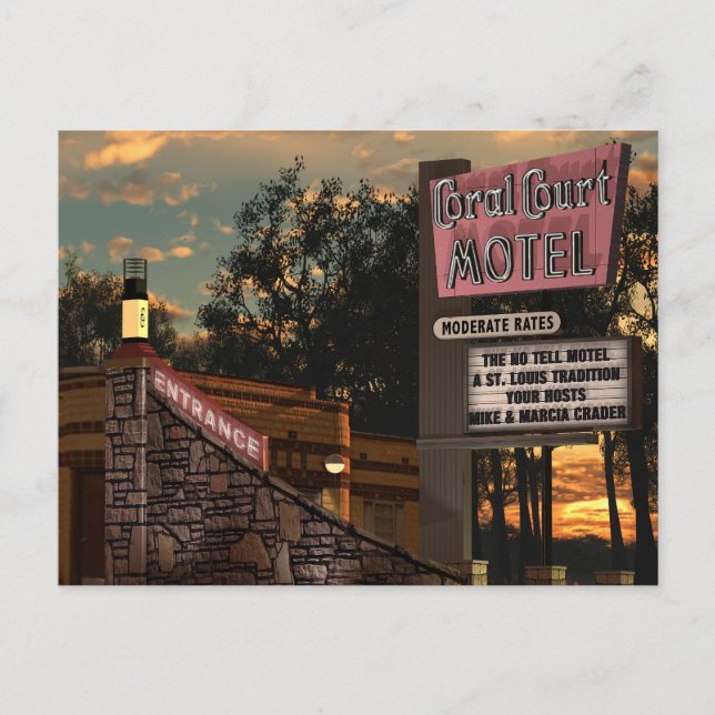 Coral Court Motel Route 66 American Retro Vykort (Framsida)