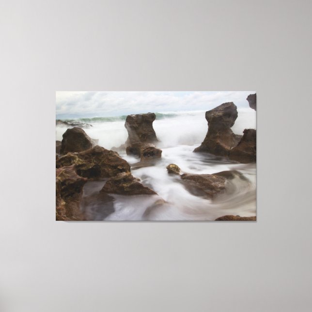 Coral Cove Park-stranden och vågar Canvastryck (Framsida)