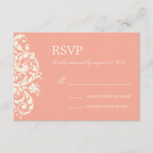 CORAL & CREAM FLOURISH BRÖLLOP OSA KORT