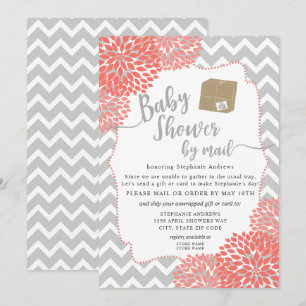 Coral Dahlia Blommigt Girl Baby Shower med post Inbjudningar