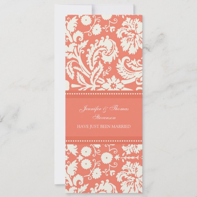 Coral Damask Ny gifta annons Cards Meddelande (Framsida)