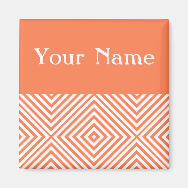 Coral Diamond Chevron med namn Magnet (Framsidan)
