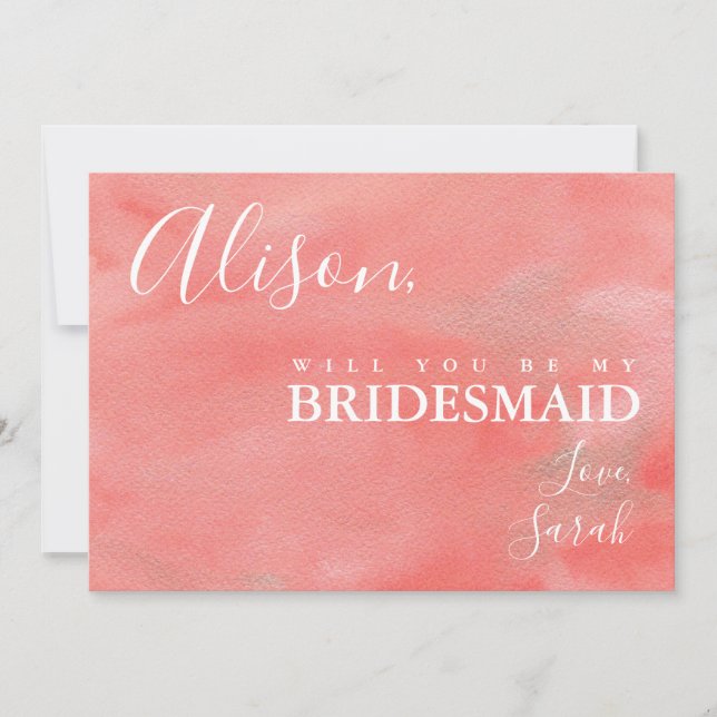 Coral Dreams be My Bridesmaid Frieri Card Inbjudningar (Framsida)