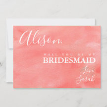 Coral Dreams be My Bridesmaid Frieri Card