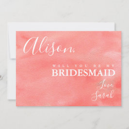 Coral Dreams be My Bridesmaid Frieri Card Inbjudningar