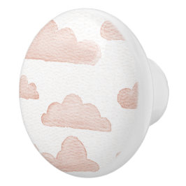 Coral Dreamtime Watercolor Clouds Ceramic Drating Knopp