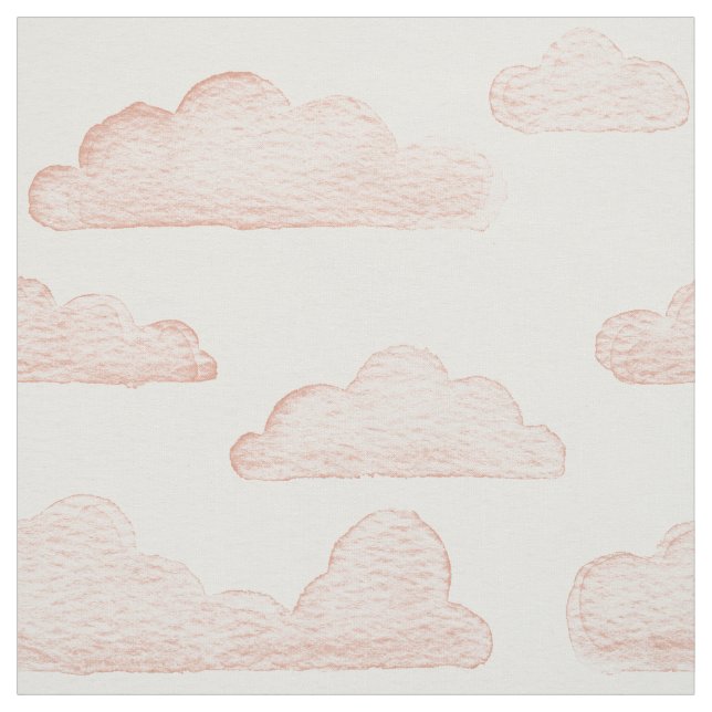 Coral Dreamtime Watercolor Clouds Fabric Tyg (Provkarta)