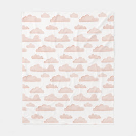 Coral Dreamtime Watercolor Clouds Fleece Blanket