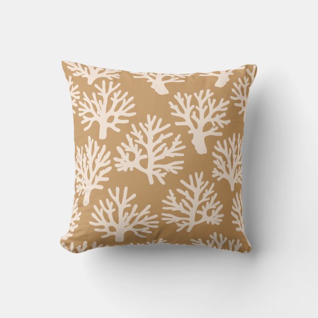 Coral Drift Brown Cream Kudde (Framsida)