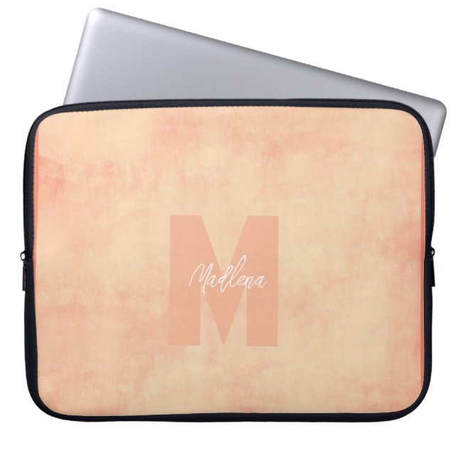Coral Earthy Pastel Tones Monogrammed Chic Laptop Fodral (Framsidan)