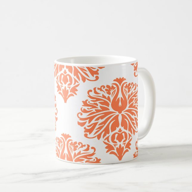 Coral Elegant Damask Coffee Mugg (Framsida höger)