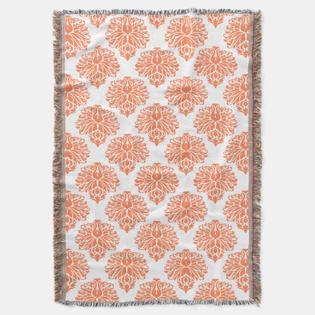 Coral Elegant Damask Filt (Framsidan Vertikal)