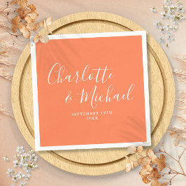 Coral Elegant Signature Script Bröllop Pappersservett