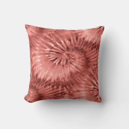 Coral eller Salmon Tie Dye Starburst Spiral Retro Kudde