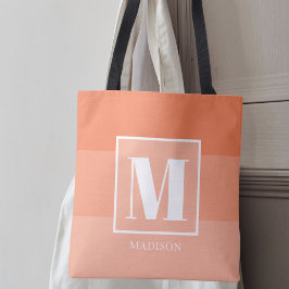 Coral Färg Blocks Anpassningsbar Monogram Namn Tygkasse