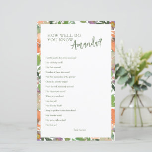 Coral Floral Bröllopsdusch Du Känner Bruden Spel