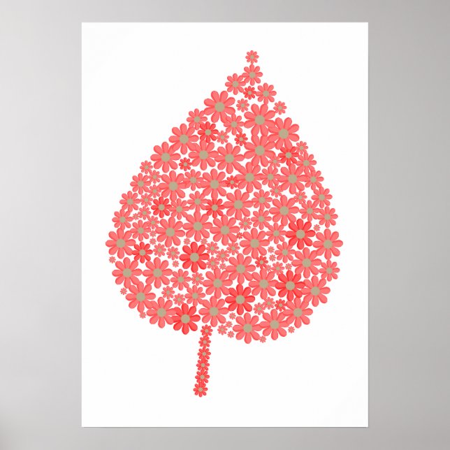 Coral Floral Leaf Design – Boho Botanical Leaf Mad Poster (Framsidan)