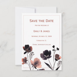 Coral Floral Wedding Spara Datumet