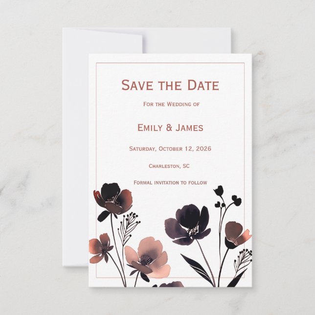 Coral Floral Wedding Spara Datumet (Framsida)