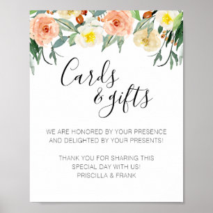 Coral Flower Card and Gifts Bröllop Sign Poster