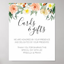 Coral Flower Card and Gifts Bröllop Sign Poster