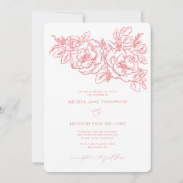 Coral Flower-hörnet elegant bröllop Inbjudningar