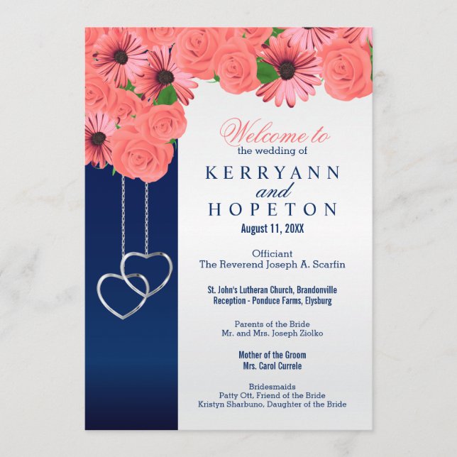 Coral Flowers and Navy Blue - Program (Framsida)