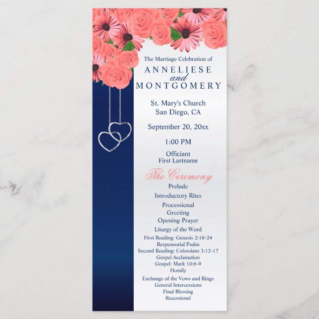 Coral Flowers and Navy Blue - Program (Framsida)