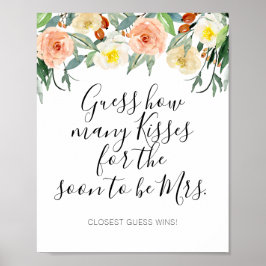Coral Flowers gissar hur många Kisses Möhippa Poster