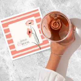 Coral Flowers Poppies Pappersservett