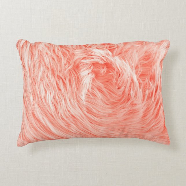 Coral Fluffy Päls: 2019 Trend. Prydnadskudde (Framsidan)