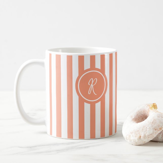 Coral Fransk Beach Rand Personlig Monogram Kaffemugg (Med munk)