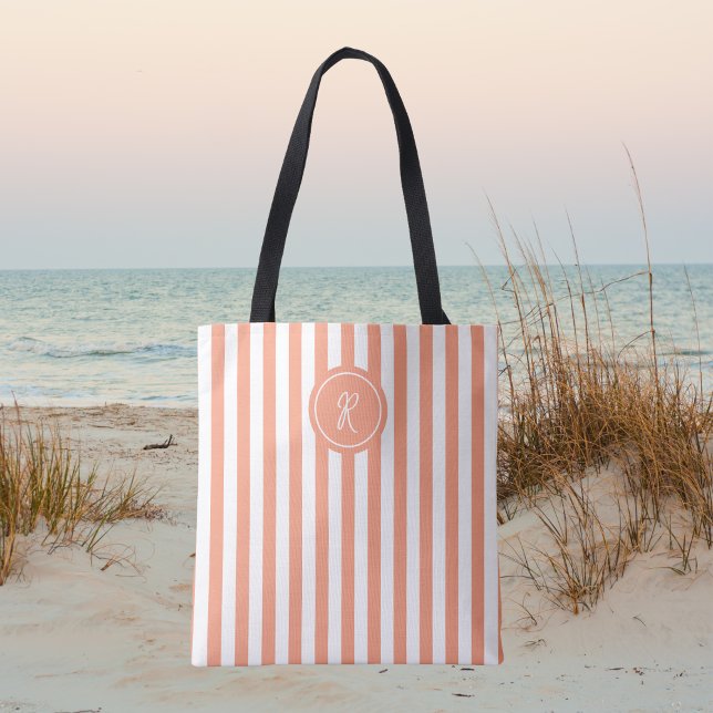 Coral Fransk Beach Rand Personlig Monogram Tygkasse (Skapare uppladdad)
