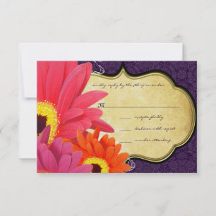 Coral Fuchsia Eggplant Gerber Daisy Bröllop OSA Kort