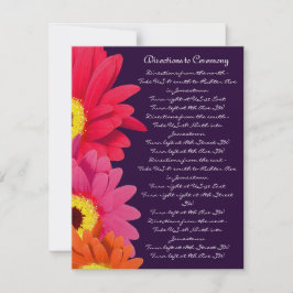 Coral Fuchsia Eggplant Gerber Daisy Direction Card Inbjudningar