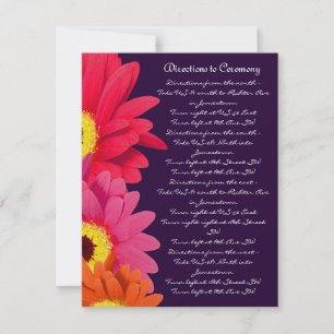 Coral Fuchsia Eggplant Gerber Daisy Direction Card Inbjudningar