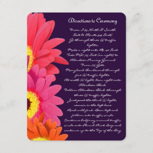 Coral Fuchsia Eggplant Gerber Daisy Direction Card Tilläggskort