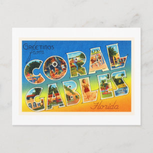 Coral Gables Florida FL Vintage resor Souvenir Vykort