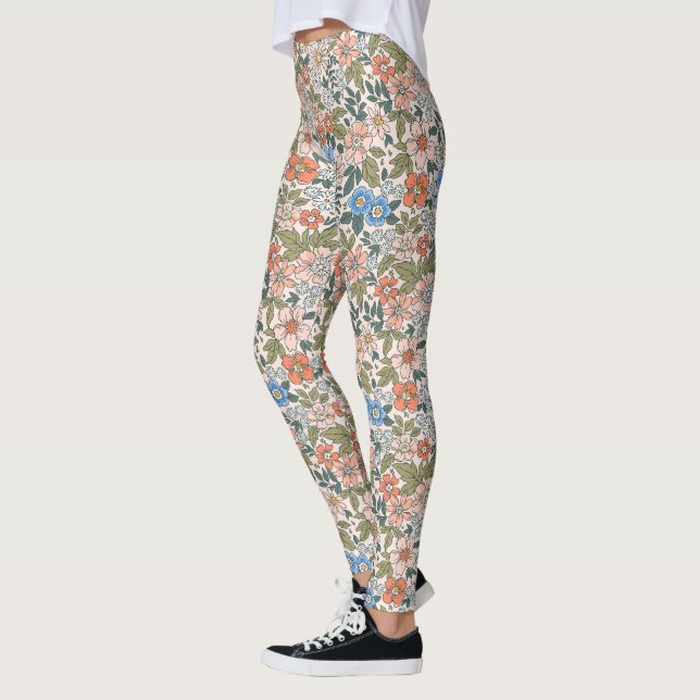 Coral Garden Flower Mönster Leggings (Vänster)
